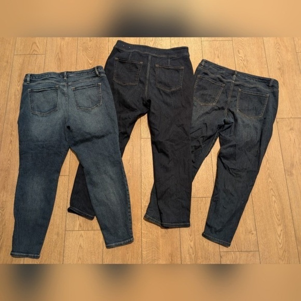Lane Bryant Jeans Plus 18 2X Dark Wash Skinny Stretch Denim Bundle Lot 3 Pairs - Picture 6 of 9